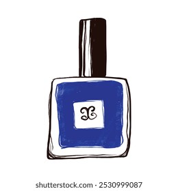 Line sketch of perfume and cologne bottle. Hand-drawn fragrance bottle illustration minimalist design. Vector art, isolated on white background, perfect for beauty, fashion, and cosmetic packaging