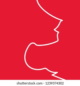 line sketch of pig on red background