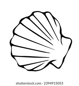 Line sketch, seashell doodle. Decorative vector element.