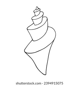 Line sketch, seashell doodle. Decorative vector element.