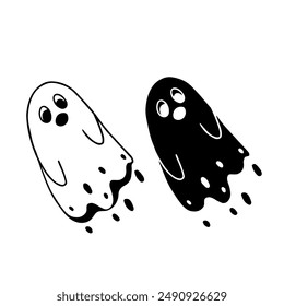 Line sketch, silhouette, ghost stamp. Vector graphics.