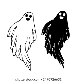 Line sketch, silhouette, ghost stamp. Vector graphics.