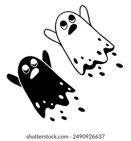 Line sketch, silhouette, ghost stamp. Vector graphics.