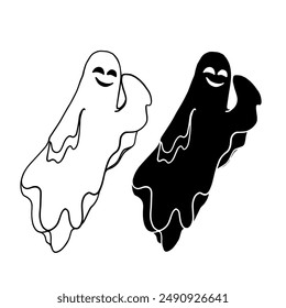 Line sketch, silhouette, ghost stamp. Vector graphics.