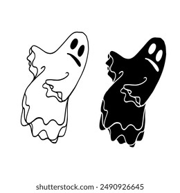 Line sketch, silhouette, ghost stamp. Vector graphics.