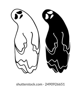 Line sketch, silhouette, ghost stamp. Vector graphics.