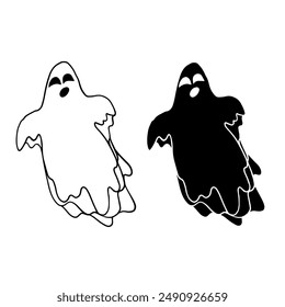 Line sketch, silhouette, ghost stamp. Vector graphics.