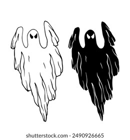 Line sketch, silhouette, ghost stamp. Vector graphics.