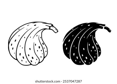 Line sketch, stamp, fig fruit silhouette. Vector graphics.