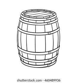  Line sketch of wine barrel isolated on white background. Vector illustration.