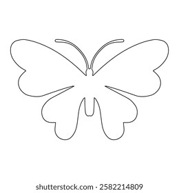 Line sketch, winged insect outline, decorative butterfly. Vector graphics.
