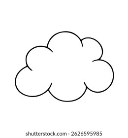 Boceto de línea, lindo contorno de la nube, niños para colorear.Vector gráficos