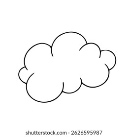 Boceto de línea, lindo contorno de la nube, niños para colorear.Vector gráficos