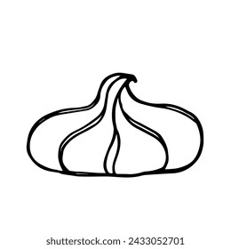 Line sketch,doodle of meringue cake.Vector graphics.