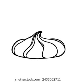 Line sketch,doodle of meringue cake.Vector graphics.