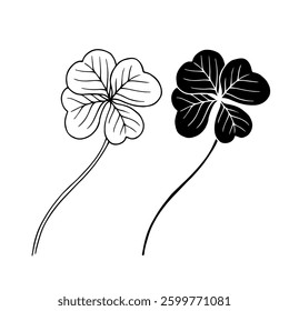 Line sketch,silhouette,stamp of wild field leaves,clover grasses.Vector graphics.