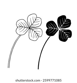 Line sketch,silhouette,stamp of wild field leaves,clover grasses.Vector graphics.