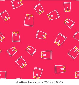 Line Skirt icon isolated seamless pattern on red background.  Vector
