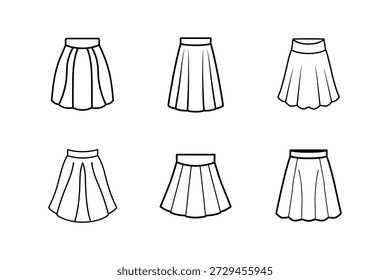 uma ilustração de vetor de ícone de esboço de saia de linha
