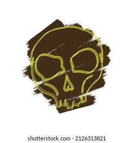 Calavera de línea con fondo de pincel abstracto. Formato EPS 08.