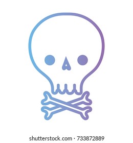 line skull with bones to danger caution