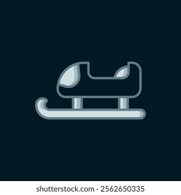 Line Sled icon isolated on black background. Winter mode of transport. Flat filled outline style with shadow. Vector