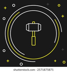 Line Sledgehammer icon isolated on black background. Colorful outline concept. Vector