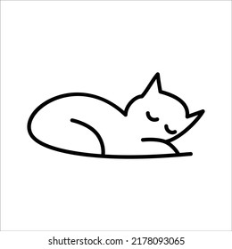 line sleep cat logo template. perfect use for animal logo. cat sign and symbol.