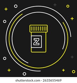 Line Sleeping pill icon isolated on black background. Colorful outline concept. Vector