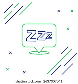 Line Sleepy icon isolated on white background. Sleepy zzz black talk bubble. Colorful outline concept. Vector