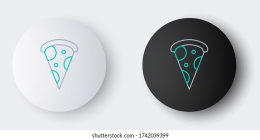 Pieza de línea del icono de la pizza aislado en el fondo gris. Menú de comida rápida. Concepto de esquema colorido. Vector