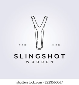 line slingshot monoline logo vector catapult illustration design, simple minimalist template