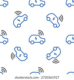 Línea Sistema de coche inteligente con icono de conexión inalámbrica aislado sin patrón sobre fondo blanco. Control remoto del coche. Concepto de contorno colorido. Vector