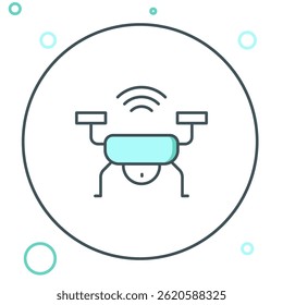 Line Smart drone system icon isolated on white background. Quadrocopter with video and photo camera symbol. Colorful outline concept. Vector