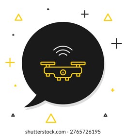 Line Smart drone system icon isolated on white background. Quadrocopter with video and photo camera symbol. Colorful outline concept. Vector