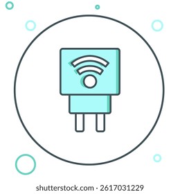 Line Smart electric plug system icon isolated on white background. Internet of things concept with wireless connection. Colorful outline concept. Vector