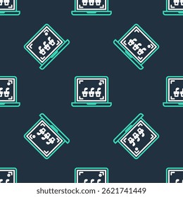 Line Smart farming technology - farm automation system icon isolated seamless pattern on black background.  Vector