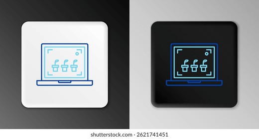 Line Smart farming technology - farm automation system icon isolated on grey background. Colorful outline concept. Vector
