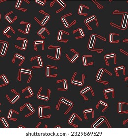 Line Smart glasses mounted on spectacles icon isolated seamless pattern on black background. Wearable electronics smart glasses with camera and display.  Vector