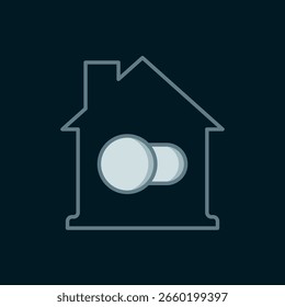 Línea Icono de casa inteligente aislado sobre fondo negro. Control remoto. Estilo de contorno relleno plano con sombra. Vector