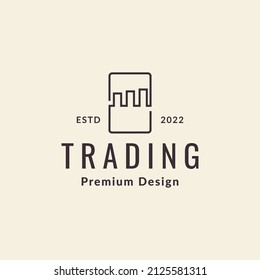 line smart phone with trading chart logo design, vector graphic symbol icon illustration creative idea