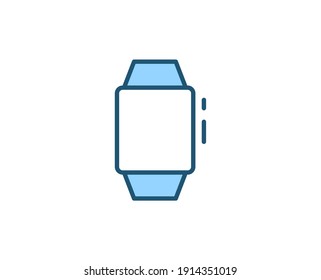 Icono de reloj inteligente de línea aislado en fondo blanco. Símbolo de esquema para diseño de sitio web, aplicación móvil, ui. Pictograma electrónico. Ilustración vectorial, с editorial k. 