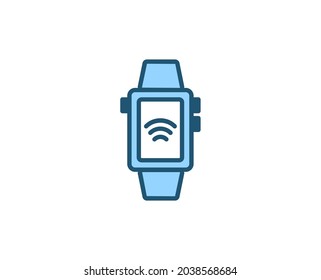 Line Smart watch icon isolated on white background. Outline symbol for website design, mobile application, ui. Electronics pictogram. Vector illustration, editorial stroсk. 