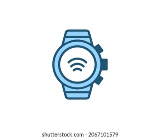 Icono de reloj inteligente de línea aislado en fondo blanco. Símbolo de esquema para diseño de sitio web, aplicación móvil, ui. Pictograma electrónico. Ilustración vectorial, с editorial k. 