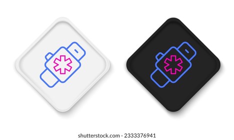 Line Smart watch showing heart beat rate icon isolated on white background. Fitness App concept. Colorful outline concept. Vector