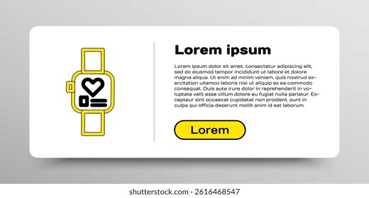 Line Smart watch showing heart beat rate icon isolated on white background. Fitness App concept. Colorful outline concept. Vector