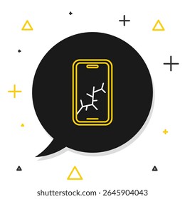 Linha Smartphone com ícone de tela quebrada isolado no fundo branco. Ícone da tela do telefone quebrado. Conceito de contorno colorido. Vetor