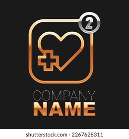 Line Smartphone with heart rate monitor function icon isolated on black background. Colorful outline concept. Vector
