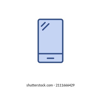 Line Smartphone Symbol einzeln auf weißem Hintergrund. Umrisssymbol für Webdesign, mobile Applikation, i. Elektronik-Piktogramm. Vektorgrafik, redaktionelle с k. 