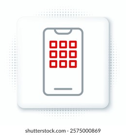Line Smartphone, mobile phone icon isolated on white background. Colorful outline concept. Vector
